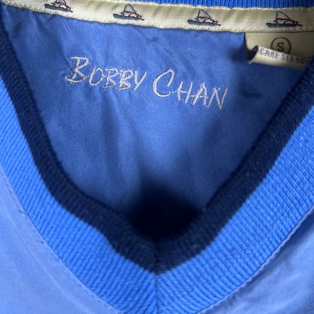 Vintage Bobby Chan Silk Windbreaker Men Pullover Samoset Golf Jacket Blue Small - Picture 7 of 13